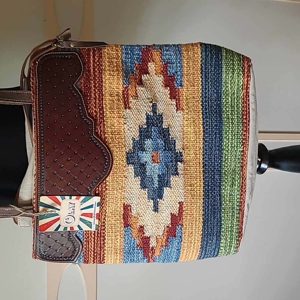 Olay Western Shoulder Bag *Blanket and  Leather* NWT